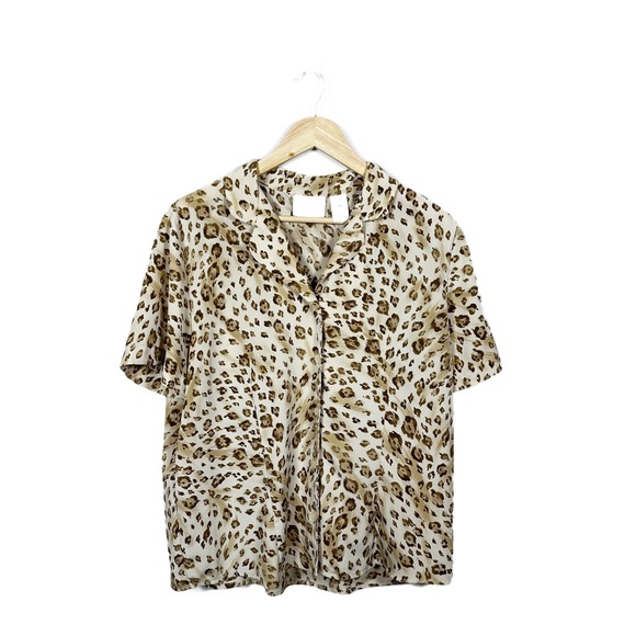 Vintage Silk Cheetah Button Down Blouse main image 1